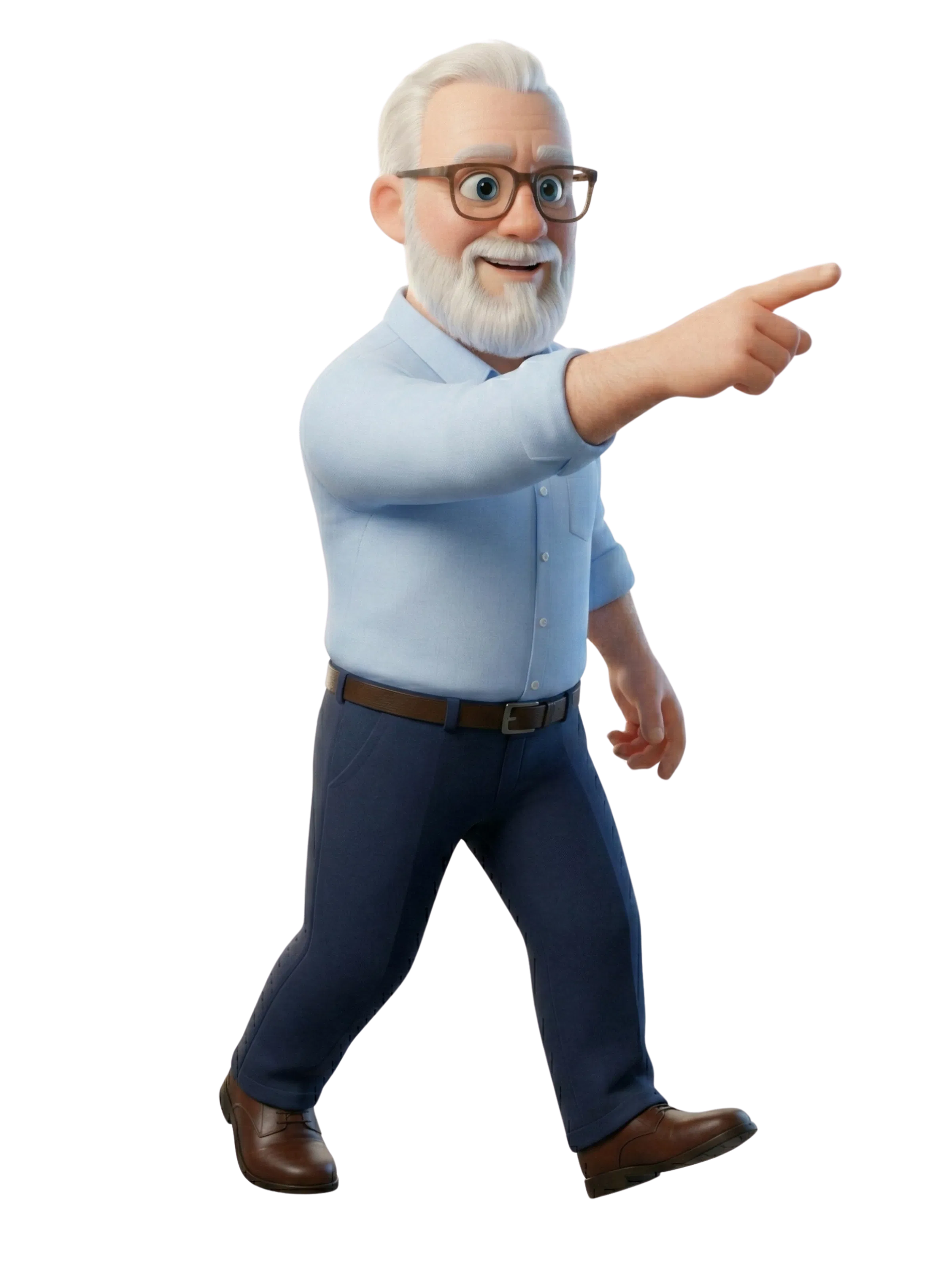 Owner Paul Hughes, confidently walking and pointing ahead, symbolizing experienced leadership, positive direction, and a practical, guided approach to helping local small businesses embrace new digital solutions.