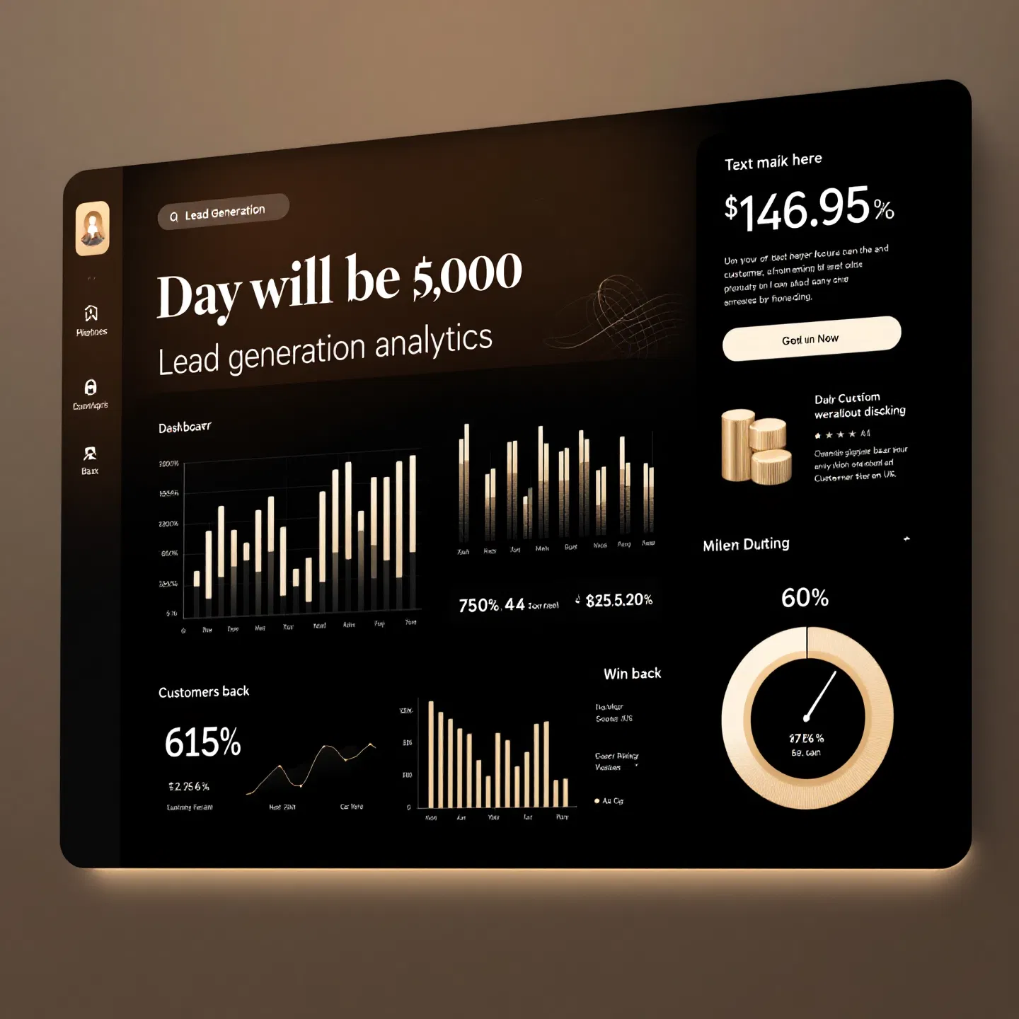 Sleek dashboard displaying SMS marketing analytics and lead generation growth for small businesses.
